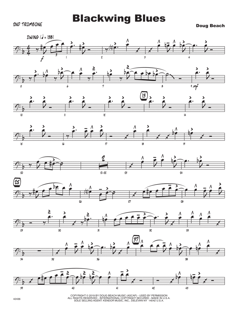 Blackwing Blues - 2nd Trombone Trombone scores gallery preview page 1