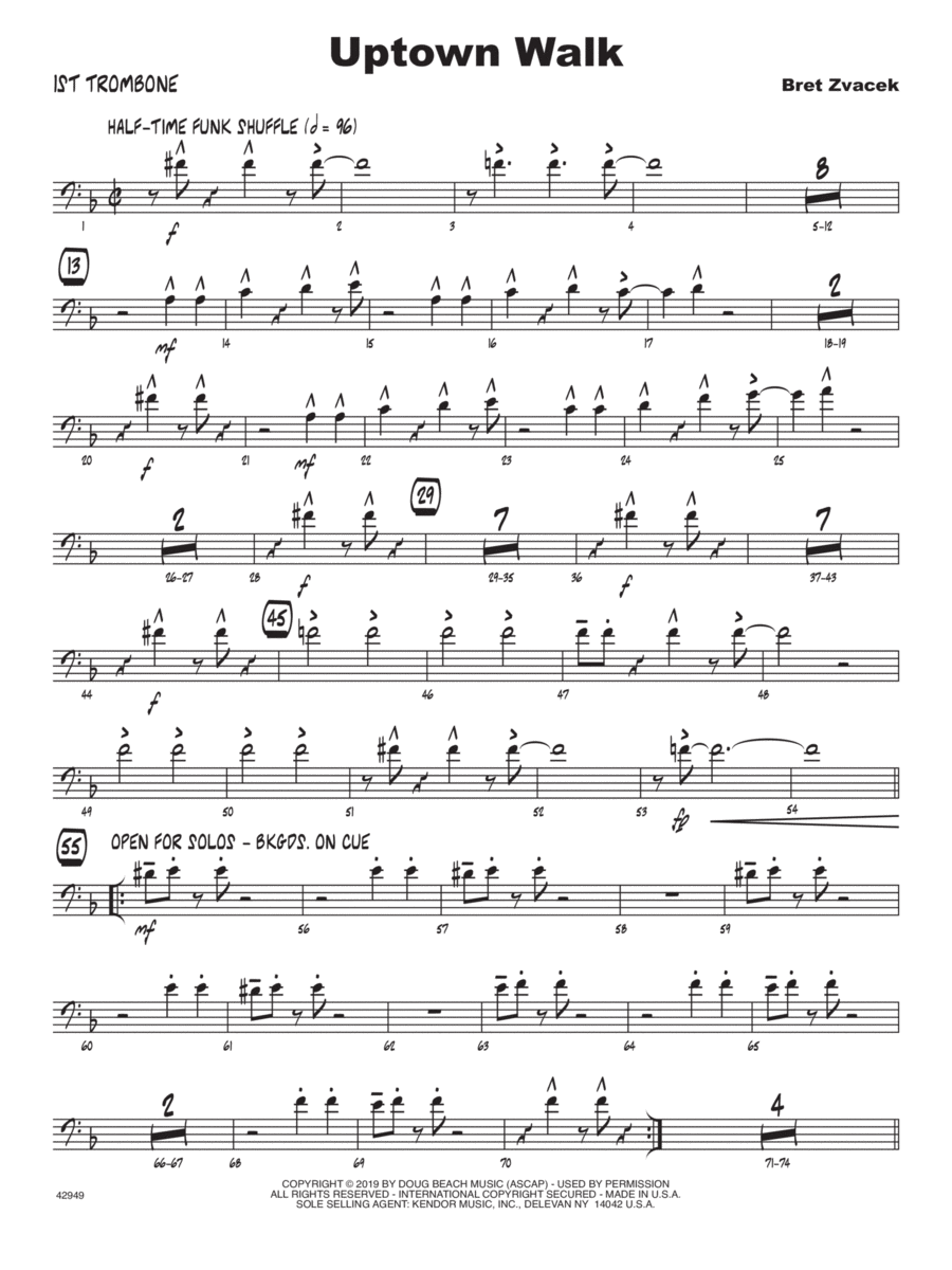 Uptown Walk - 1st Trombone Trombone scores gallery preview page 1