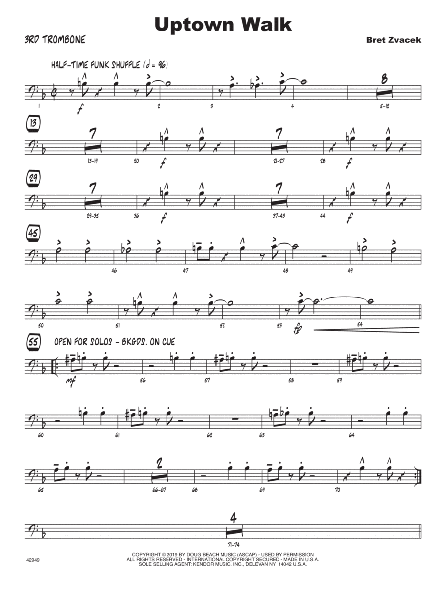 Uptown Walk - 3rd Trombone Trombone scores gallery preview page 1