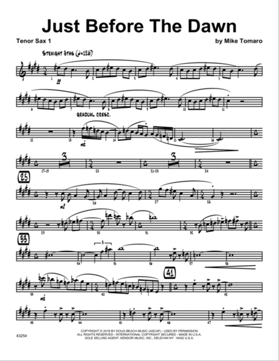 Just Before The Dawn - 1st Tenor Saxophone Tenor Saxophone scores gallery preview page 1