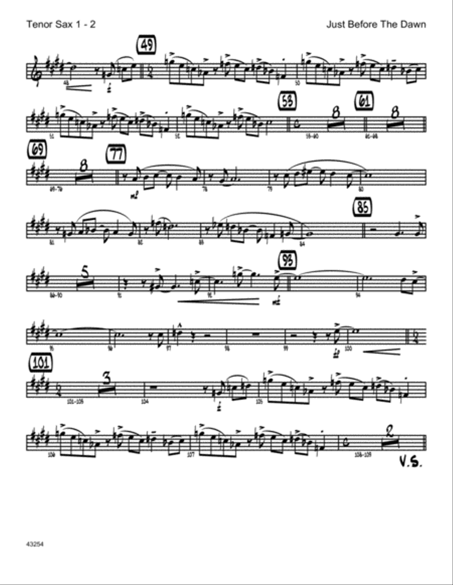 Just Before The Dawn - 1st Tenor Saxophone Tenor Saxophone scores gallery preview page 2