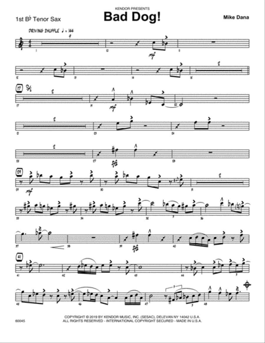 Bad Dog! - 1st Tenor Saxophone Tenor Saxophone scores gallery preview page 1