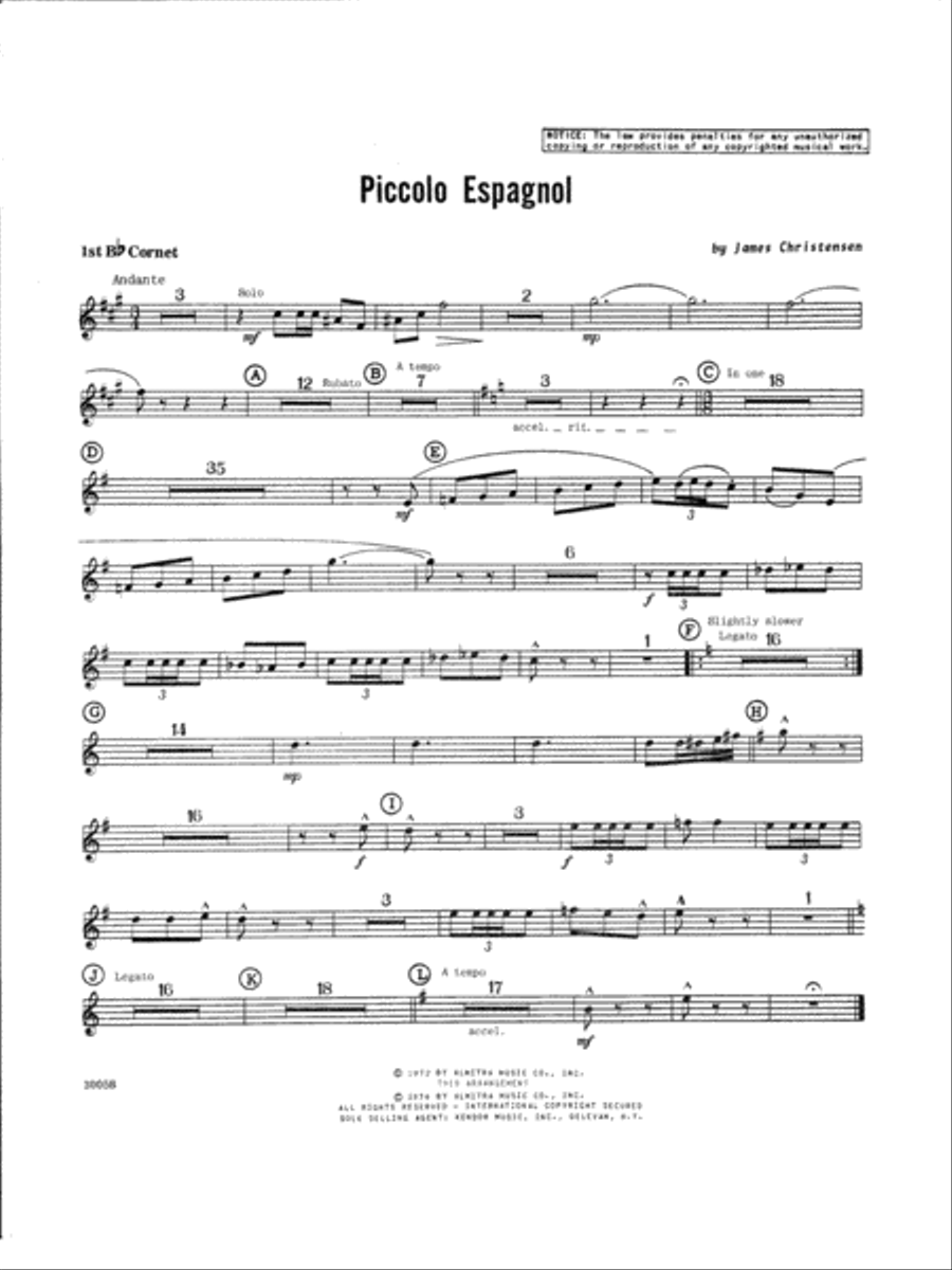 Piccolo Espagnol - Cornet 1 Piccolo scores gallery preview page 1