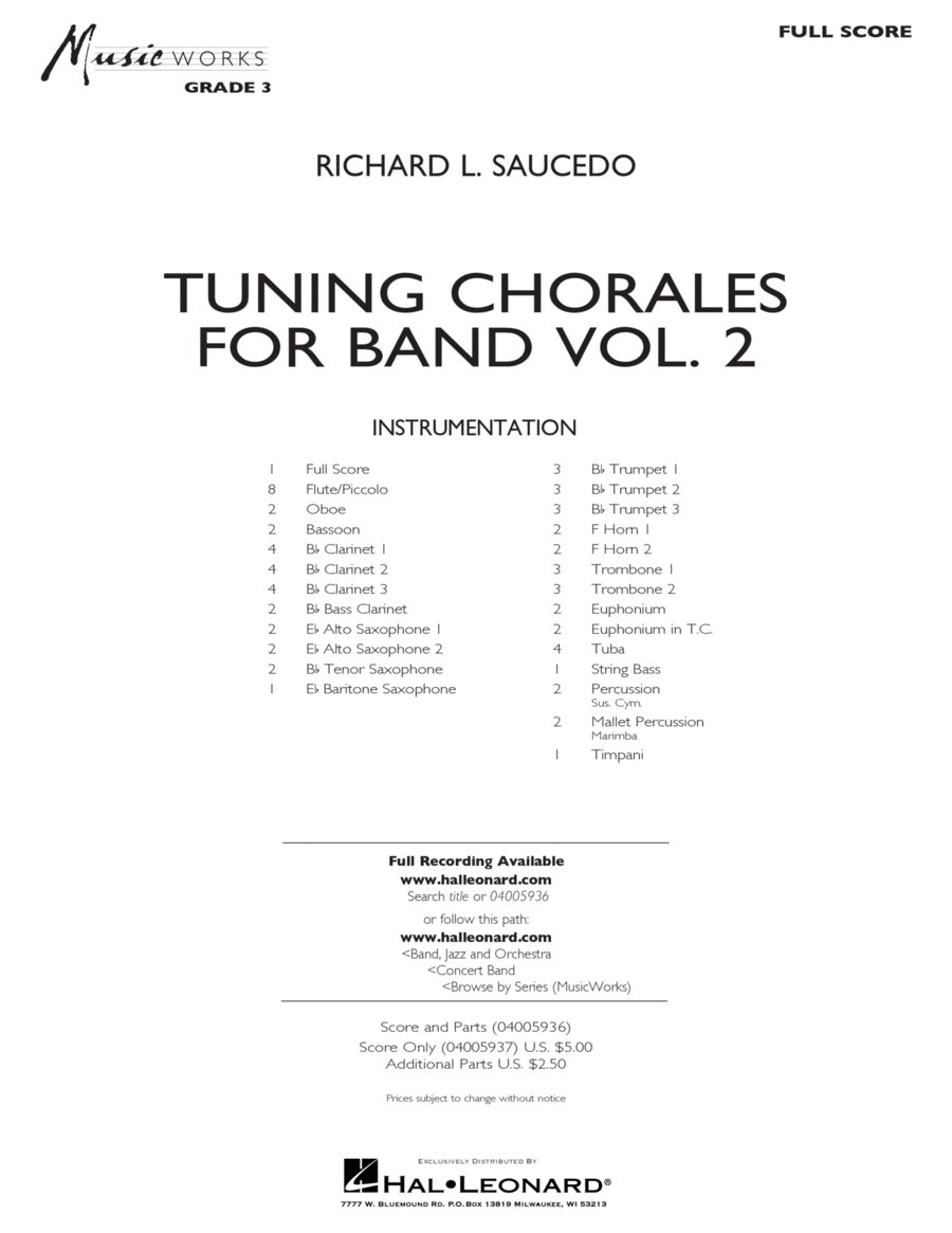 Tuning Chorales for Band, Volume 2 - Conductor Score (Full Score) Concert Band scores gallery preview page 1
