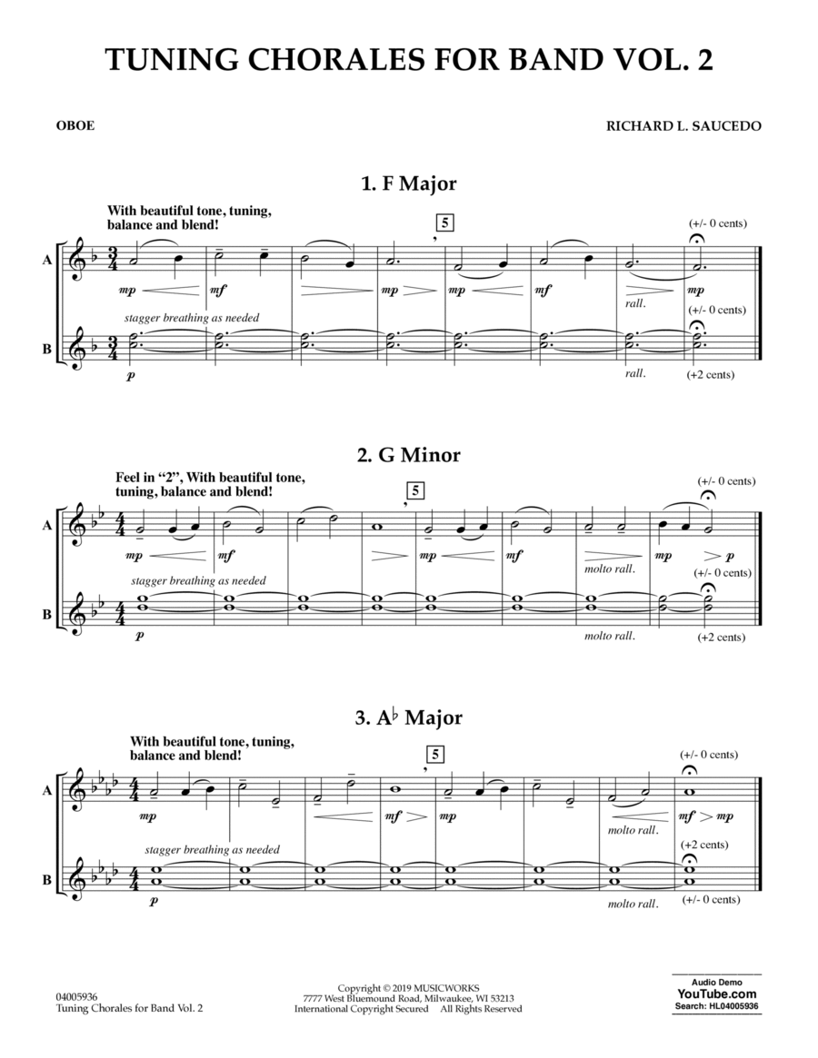 Tuning Chorales for Band, Volume 2 - Oboe Concert Band scores gallery preview page 1