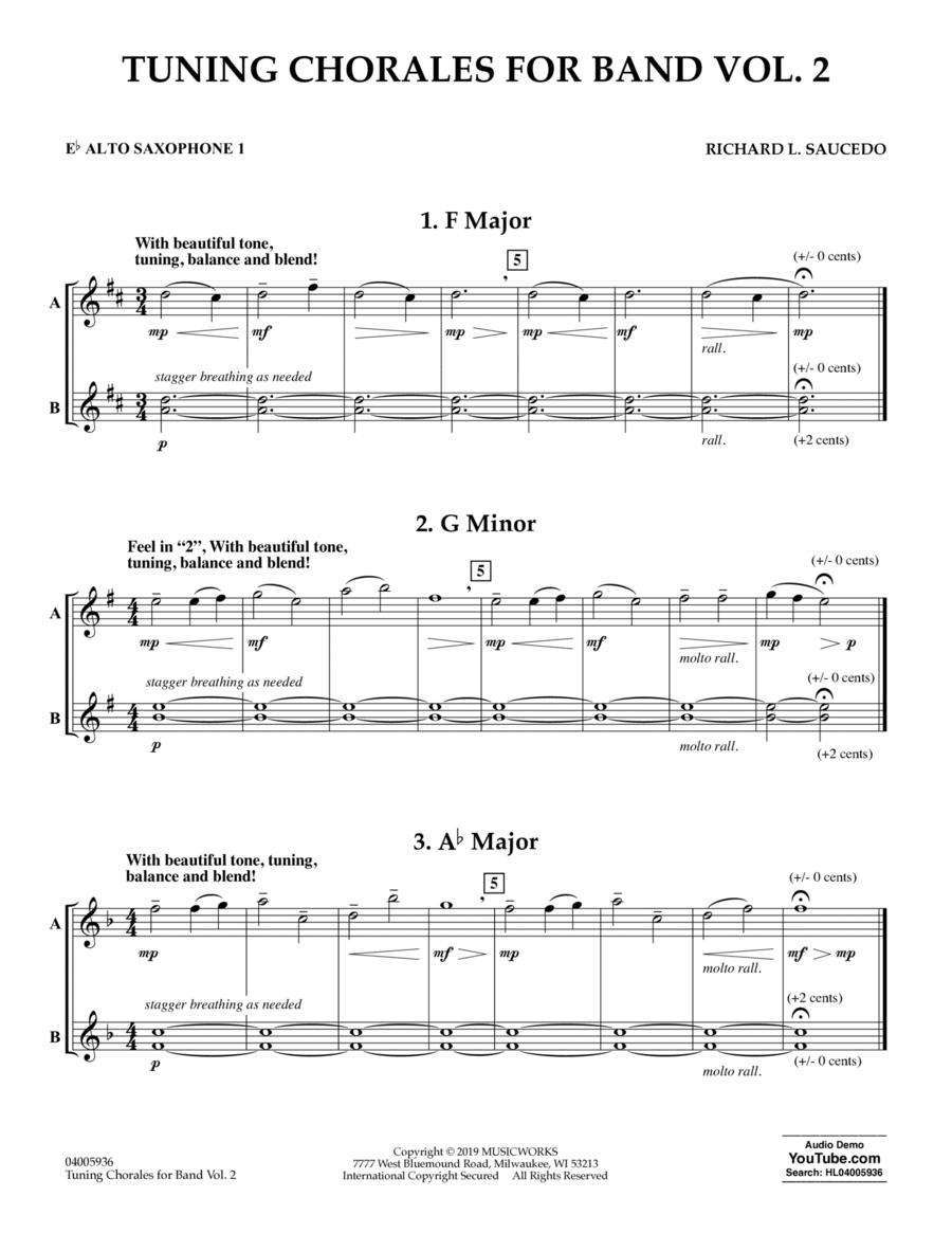 Tuning Chorales for Band, Volume 2 - Eb Alto Saxophone 1 Concert Band scores gallery preview page 1