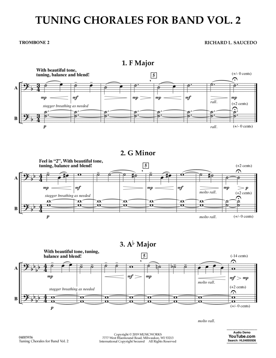 Tuning Chorales for Band, Volume 2 - Trombone 2 Concert Band scores gallery preview page 1