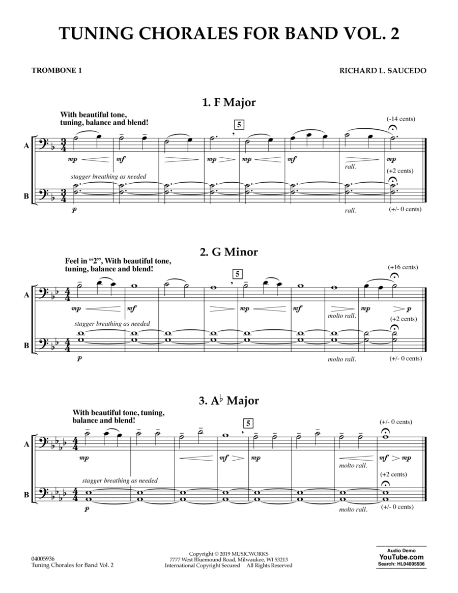 Tuning Chorales for Band, Volume 2 - Trombone 1 Concert Band scores gallery preview page 1