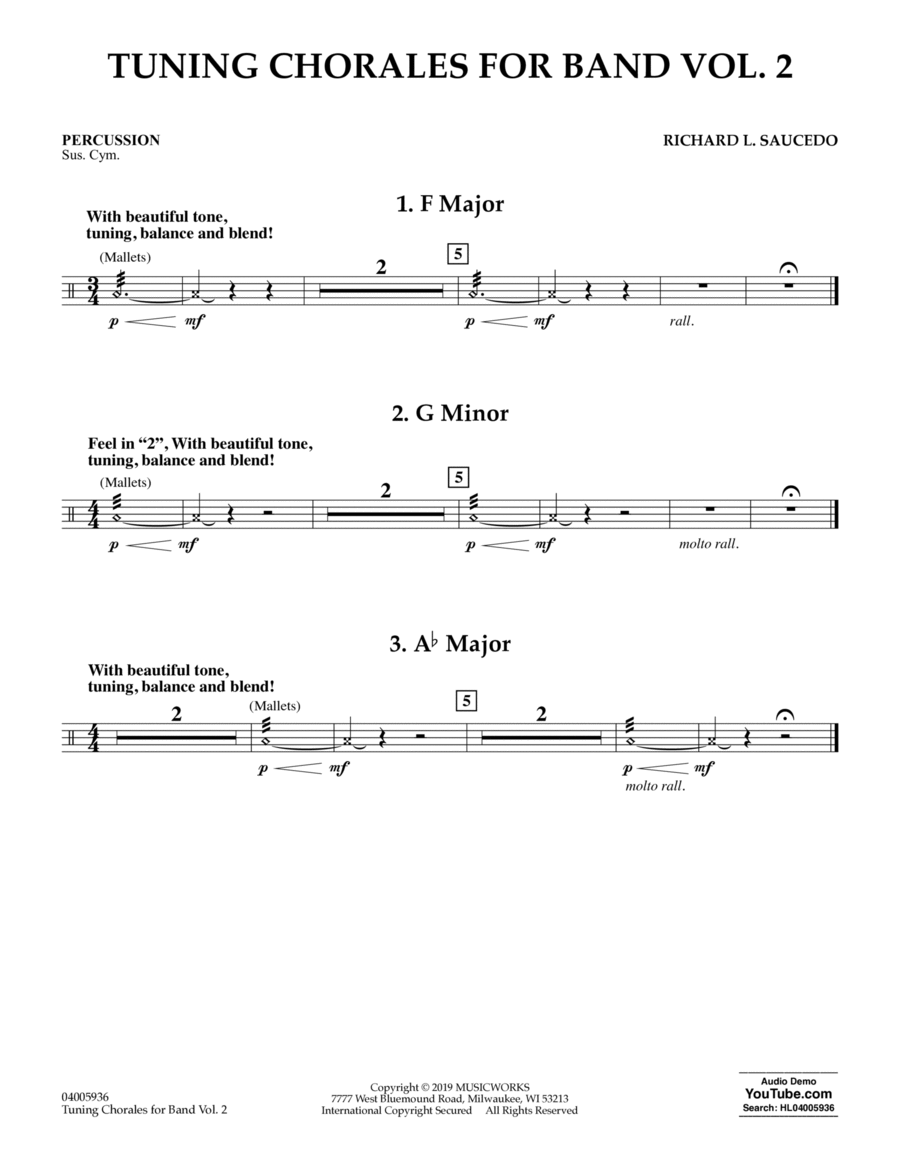 Tuning Chorales for Band, Volume 2 - Percussion Concert Band scores gallery preview page 1