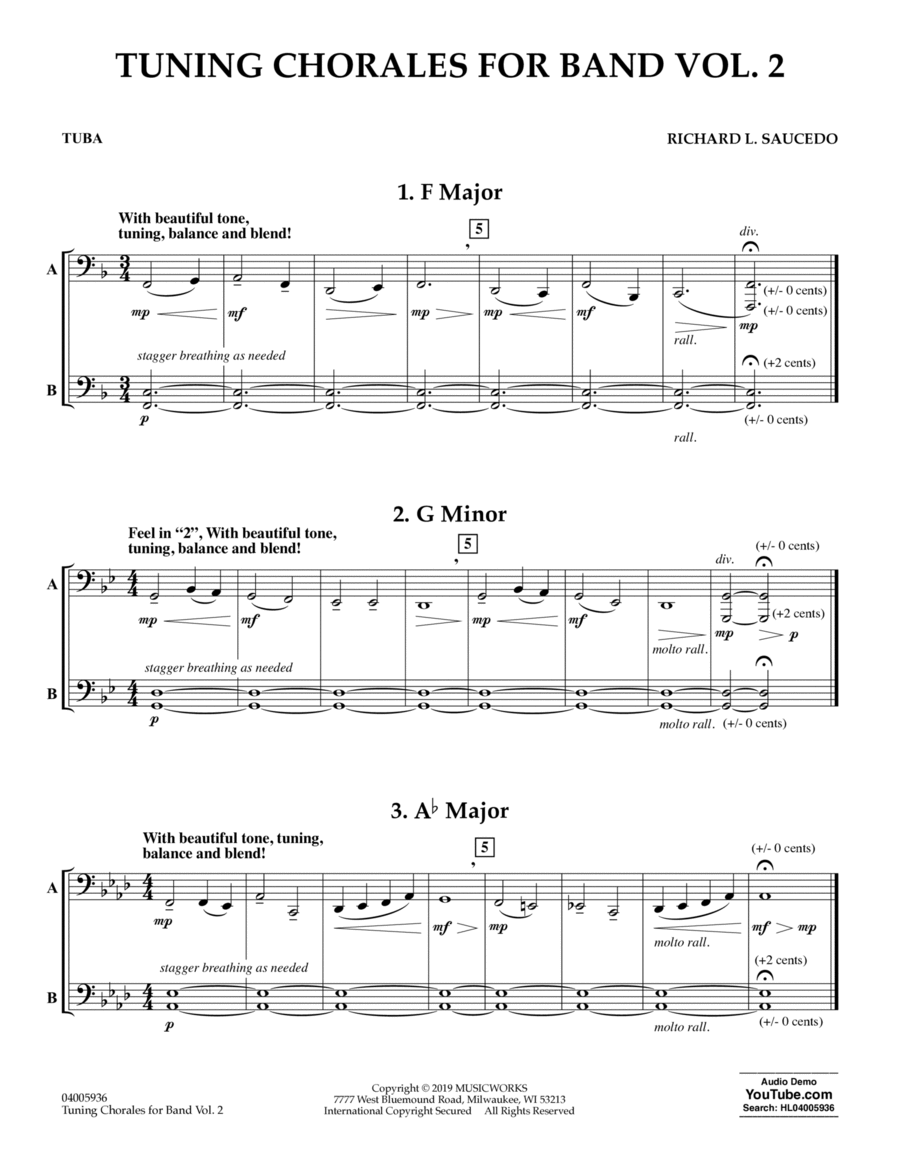 Tuning Chorales for Band, Volume 2 - Tuba Concert Band scores gallery preview page 1