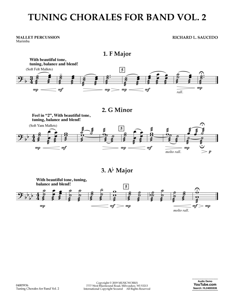 Tuning Chorales for Band, Volume 2 - Mallet Percussion Concert Band scores gallery preview page 1