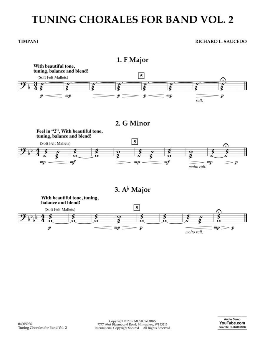 Tuning Chorales for Band, Volume 2 - Timpani Concert Band scores gallery preview page 1