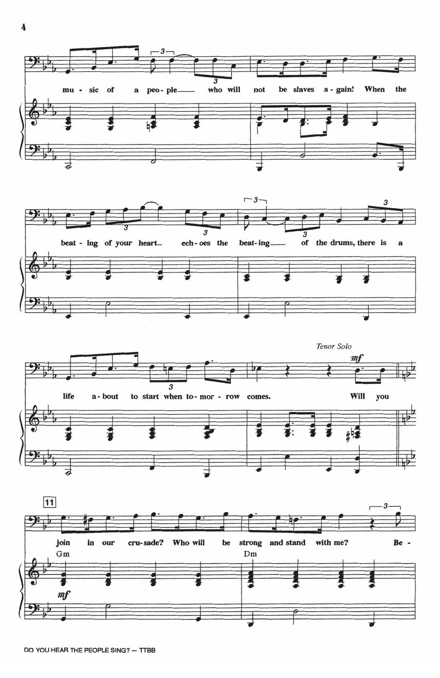 Do You Hear The People Sing? (from Les Miserables) (arr. Ed Lojeski) TTBB scores gallery preview page 2