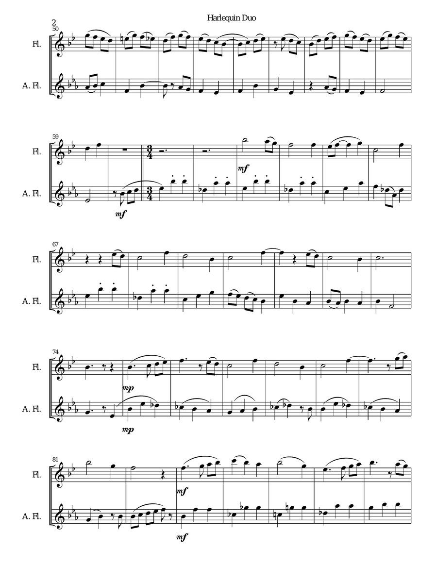 Harlequin Duo (Duetto d'Arlecchino) for flute and alto flute Woodwind Duet scores gallery preview page 2