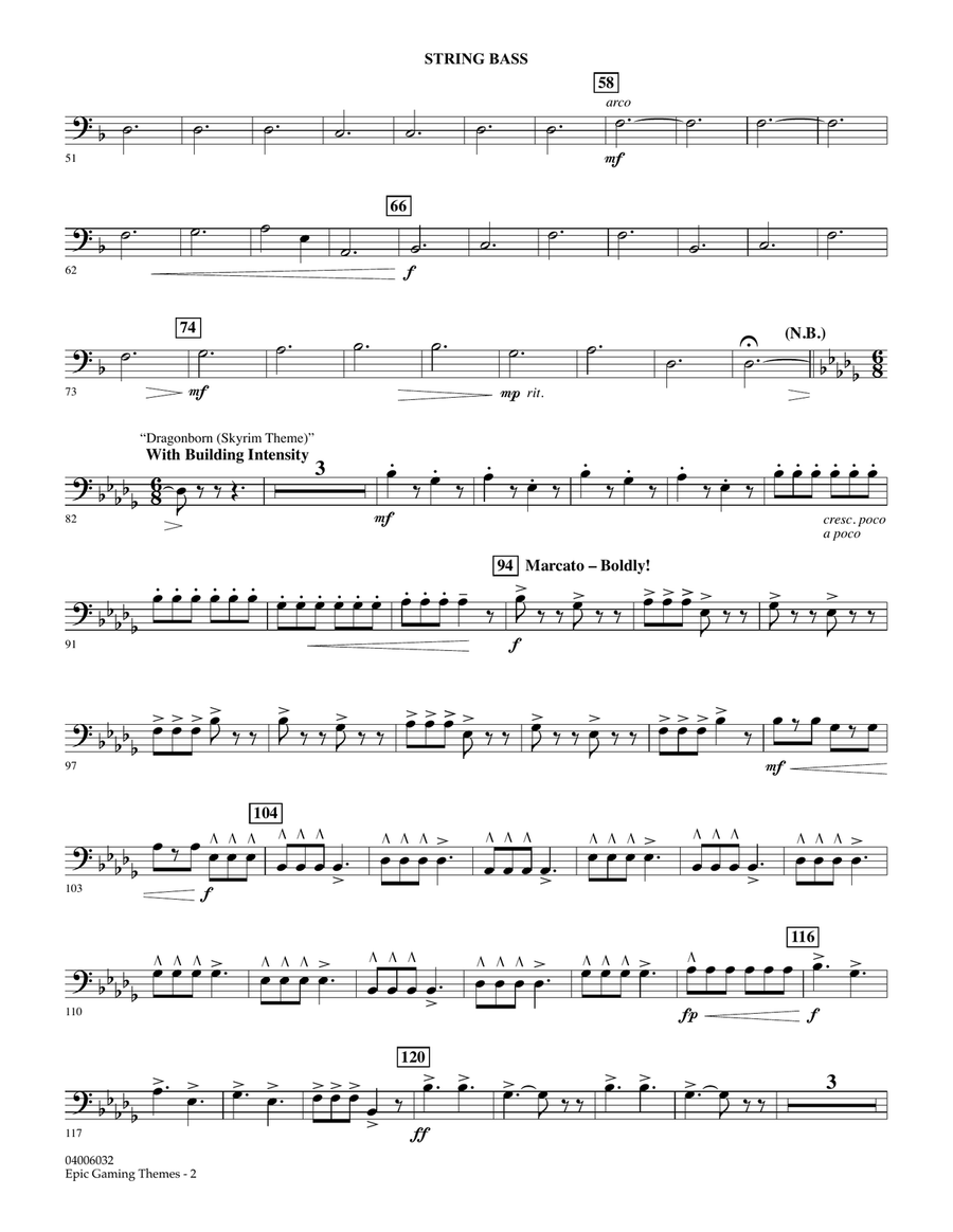 Epic Gaming Themes - String Bass Concert Band scores gallery preview page 2