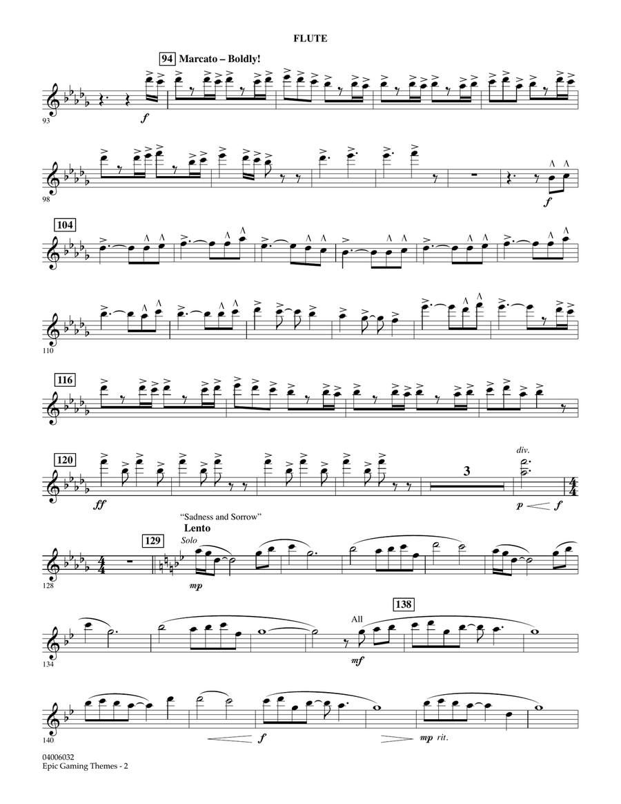 Epic Gaming Themes - Flute Concert Band scores gallery preview page 2