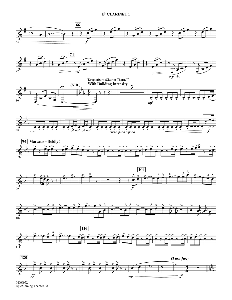 Epic Gaming Themes - Bb Clarinet 1 Concert Band scores gallery preview page 2