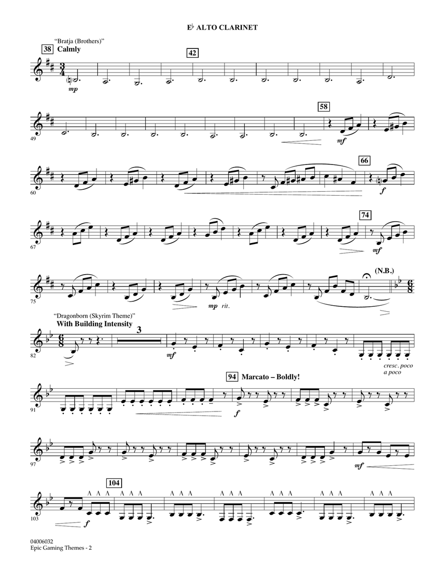 Epic Gaming Themes - Eb Alto Clarinet Concert Band scores gallery preview page 2