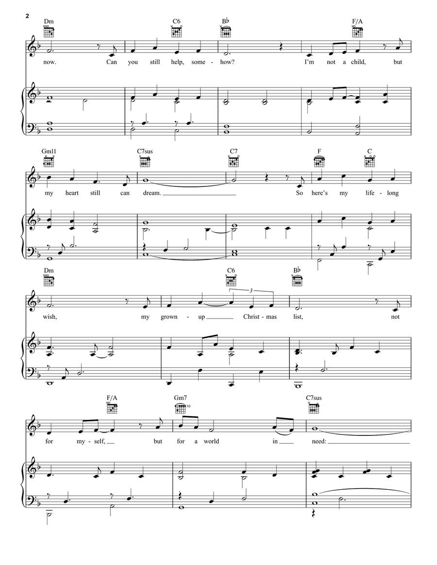 Grown-Up Christmas List Grown-Up Christmas List Piano, Vocal, Guitar scores gallery preview page 2