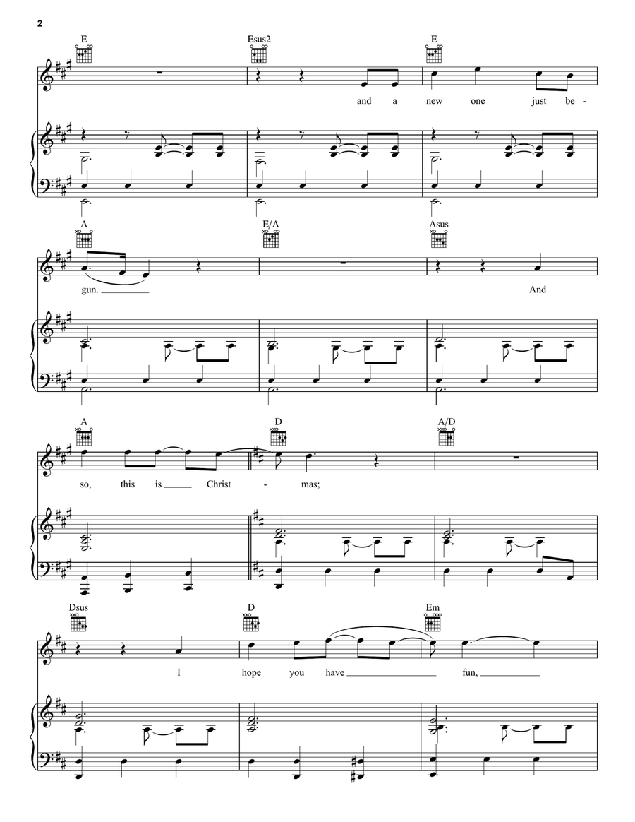 Happy Xmas (War Is Over) Happy Xmas (War Is Over) Piano, Vocal, Guitar scores gallery preview page 2
