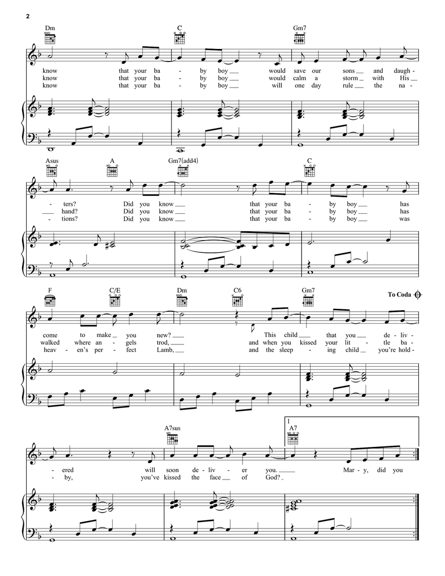 Mary, Did You Know? Mary, Did You Know? Piano, Vocal, Guitar scores gallery preview page 2