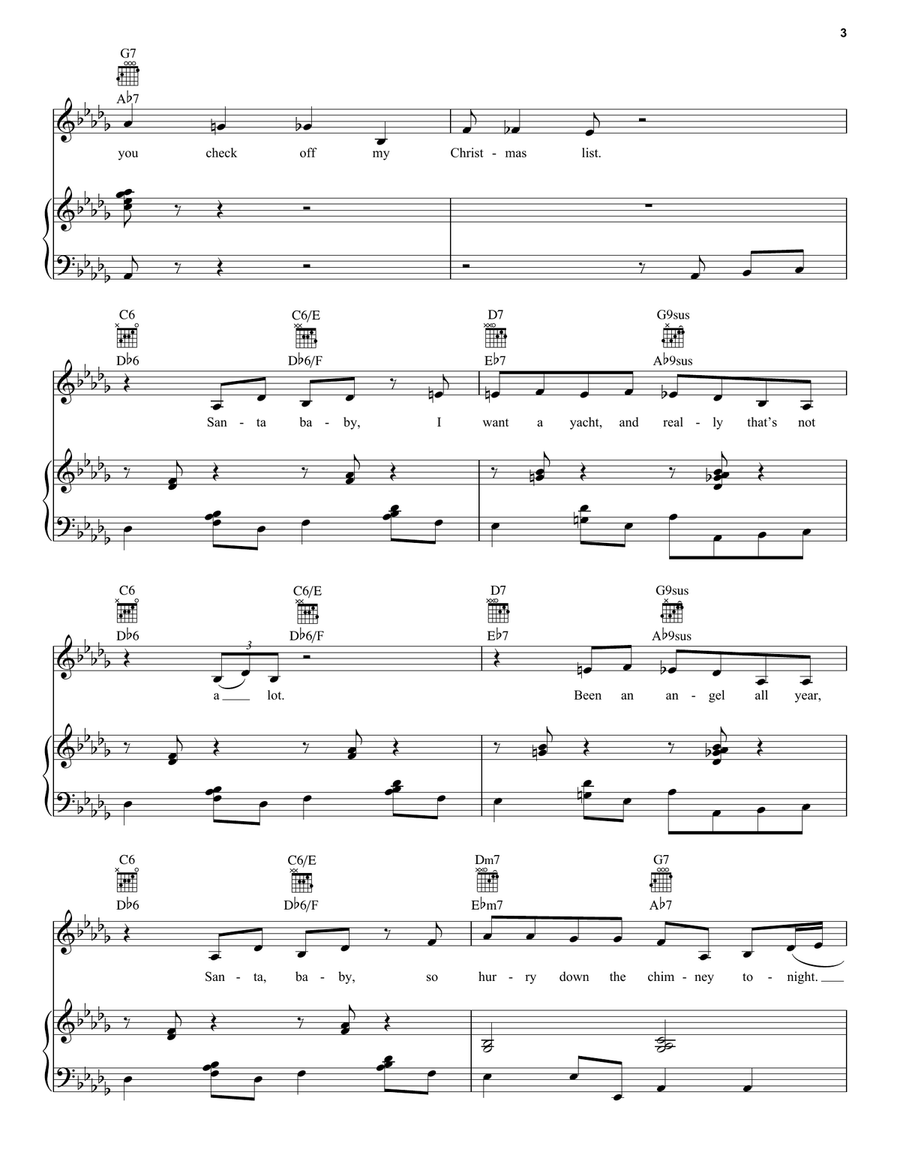 Santa Baby Santa Baby Piano, Vocal, Guitar scores gallery preview page 3