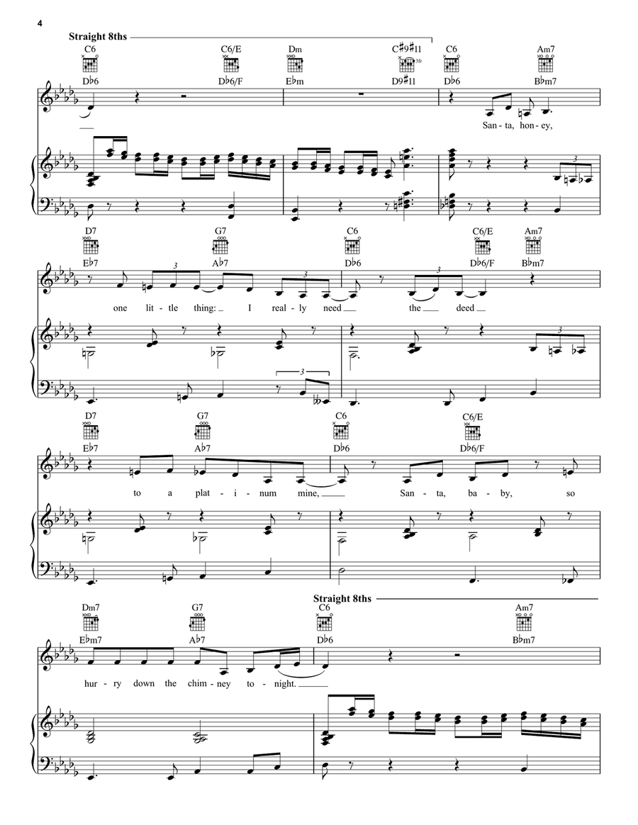 Santa Baby Santa Baby Piano, Vocal, Guitar scores gallery preview page 4