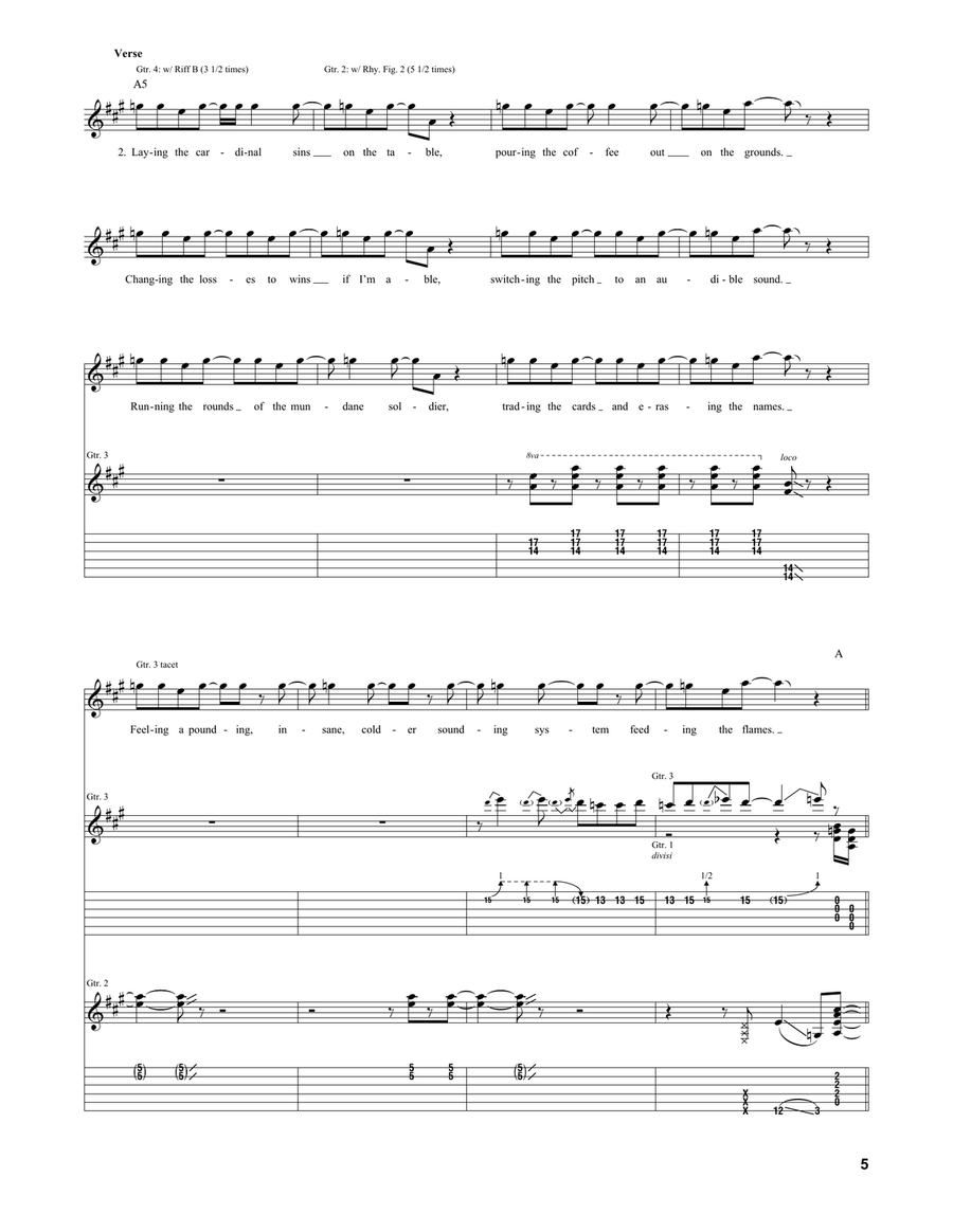 Bored And Razed Guitar Tablature scores gallery preview page 5
