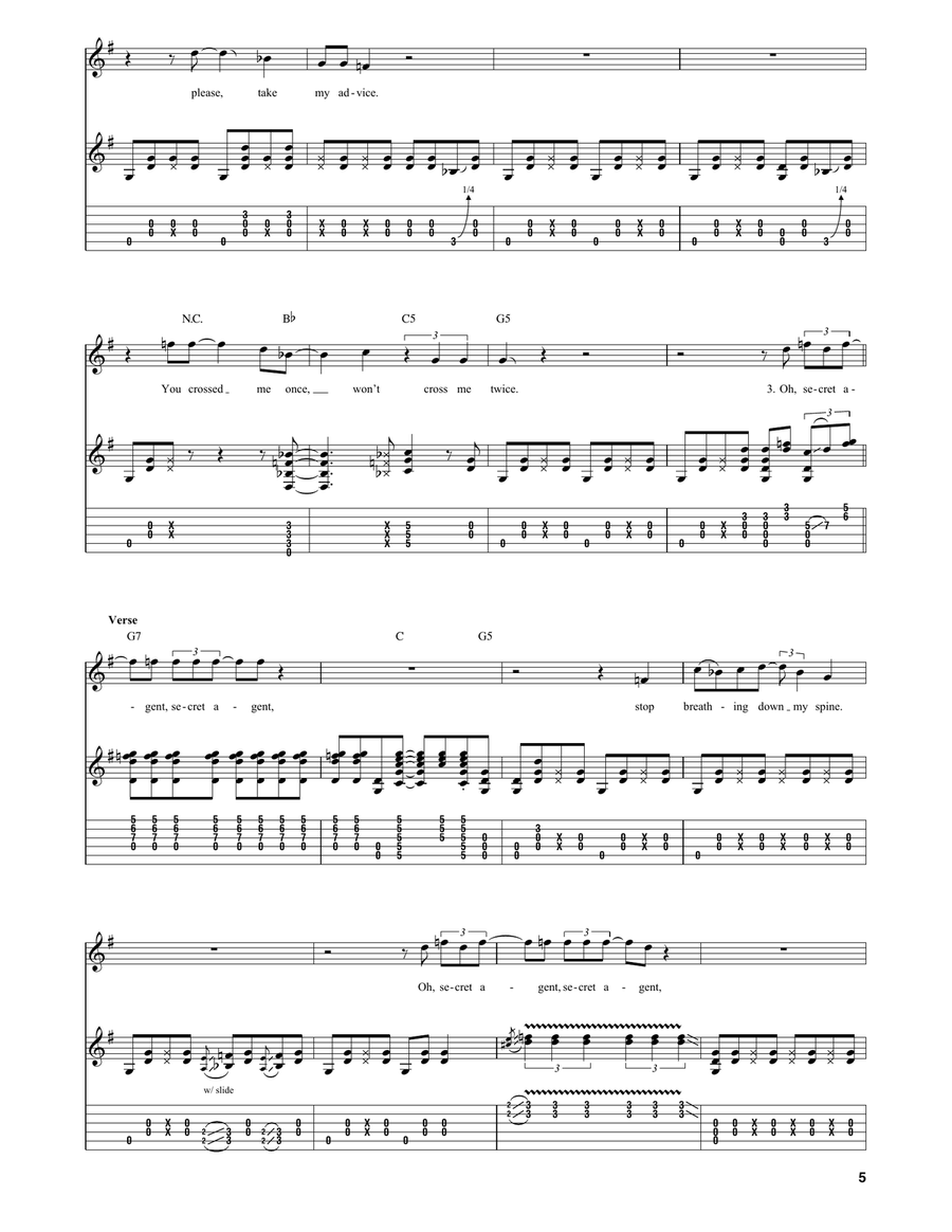 Secret Agent Secret Agent Electric Guitar scores gallery preview page 5