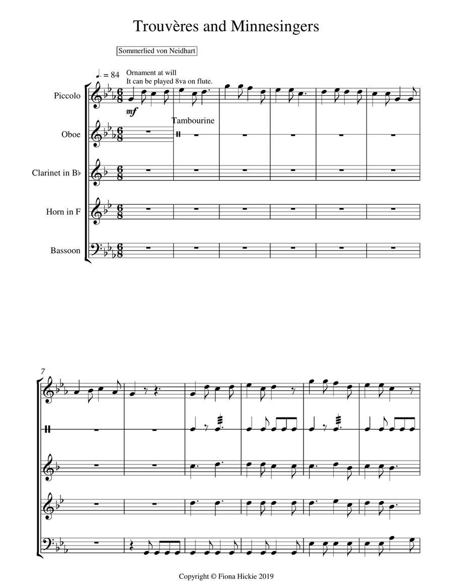 Trouvères and Minnesingers: Wind Quintet Woodwind Quintet scores gallery preview page 3