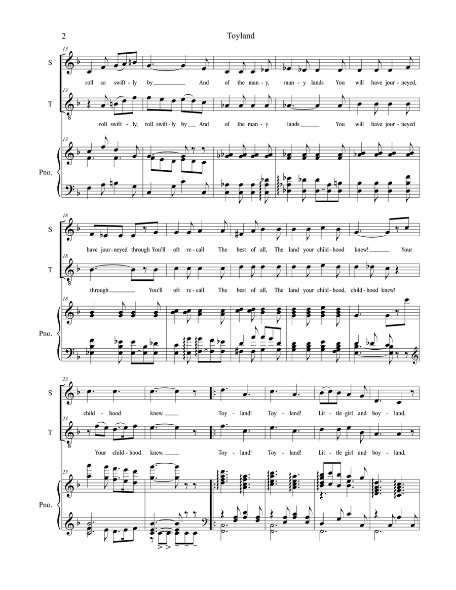 Toyland (Duet for Soprano and Tenor solo) Tenor Voice scores gallery preview page 2