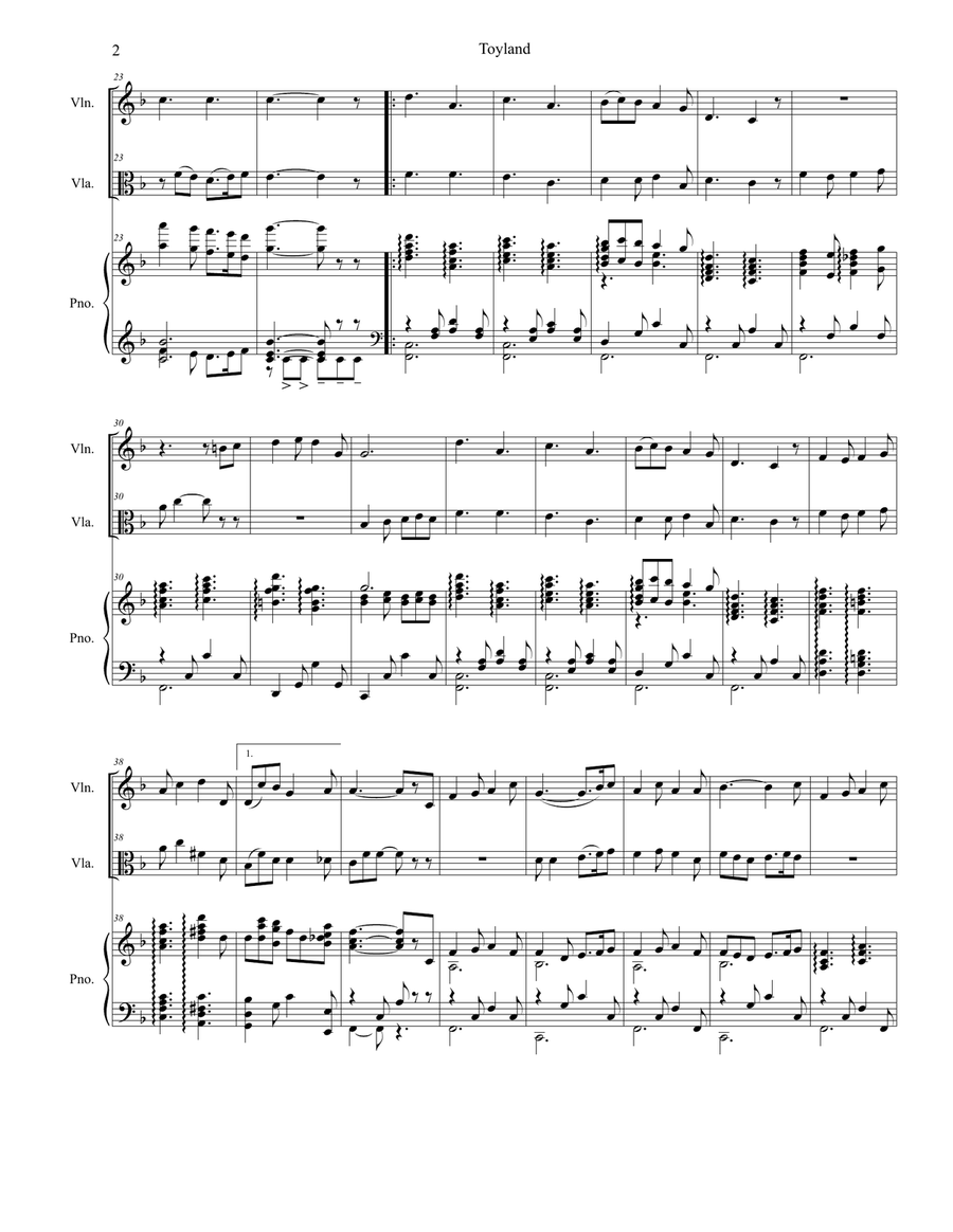 Toyland (Duet for Violin and Viola) String Duet scores gallery preview page 2