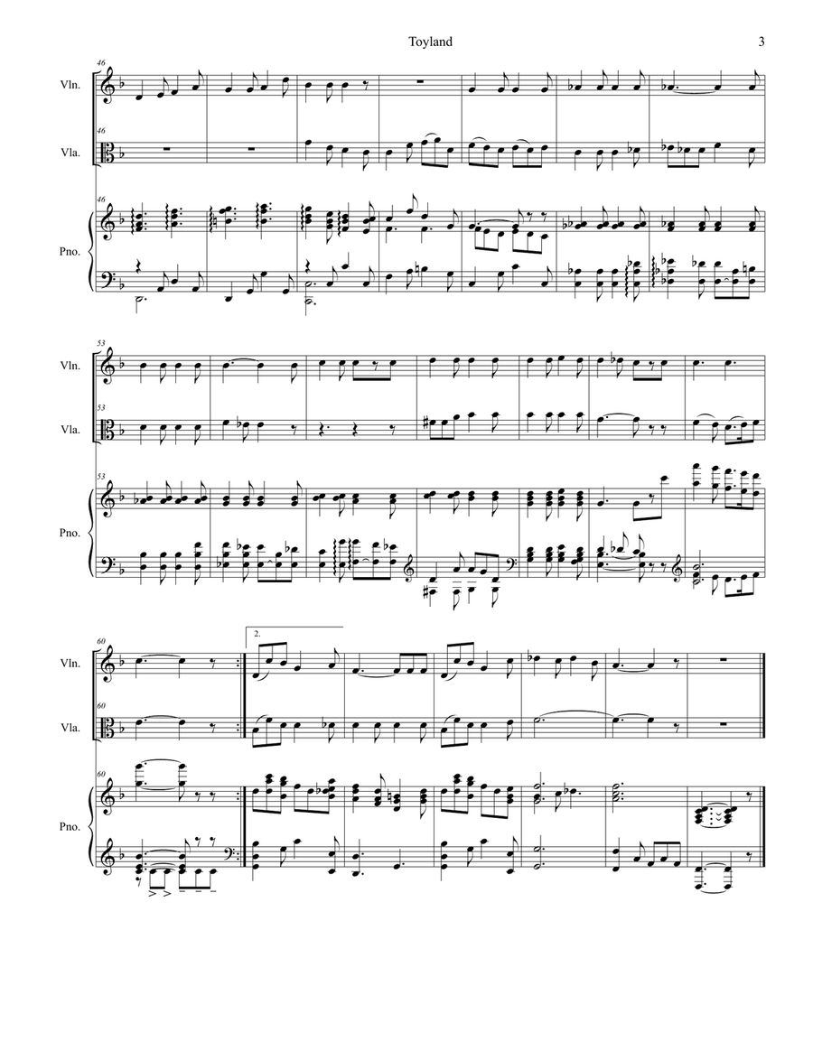 Toyland (Duet for Violin and Viola) String Duet scores gallery preview page 3