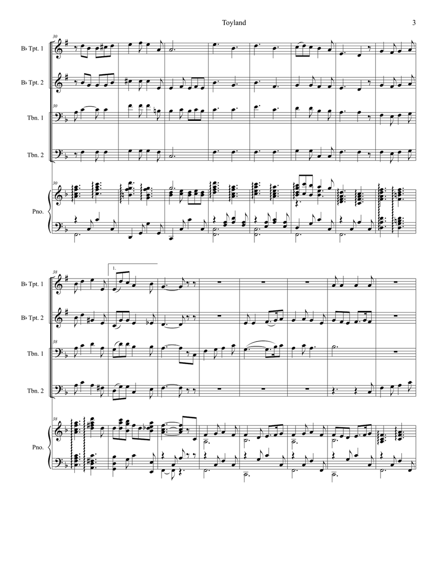 Toyland (Brass Quartet and Piano - Alternate Version) Brass Quartet scores gallery preview page 3