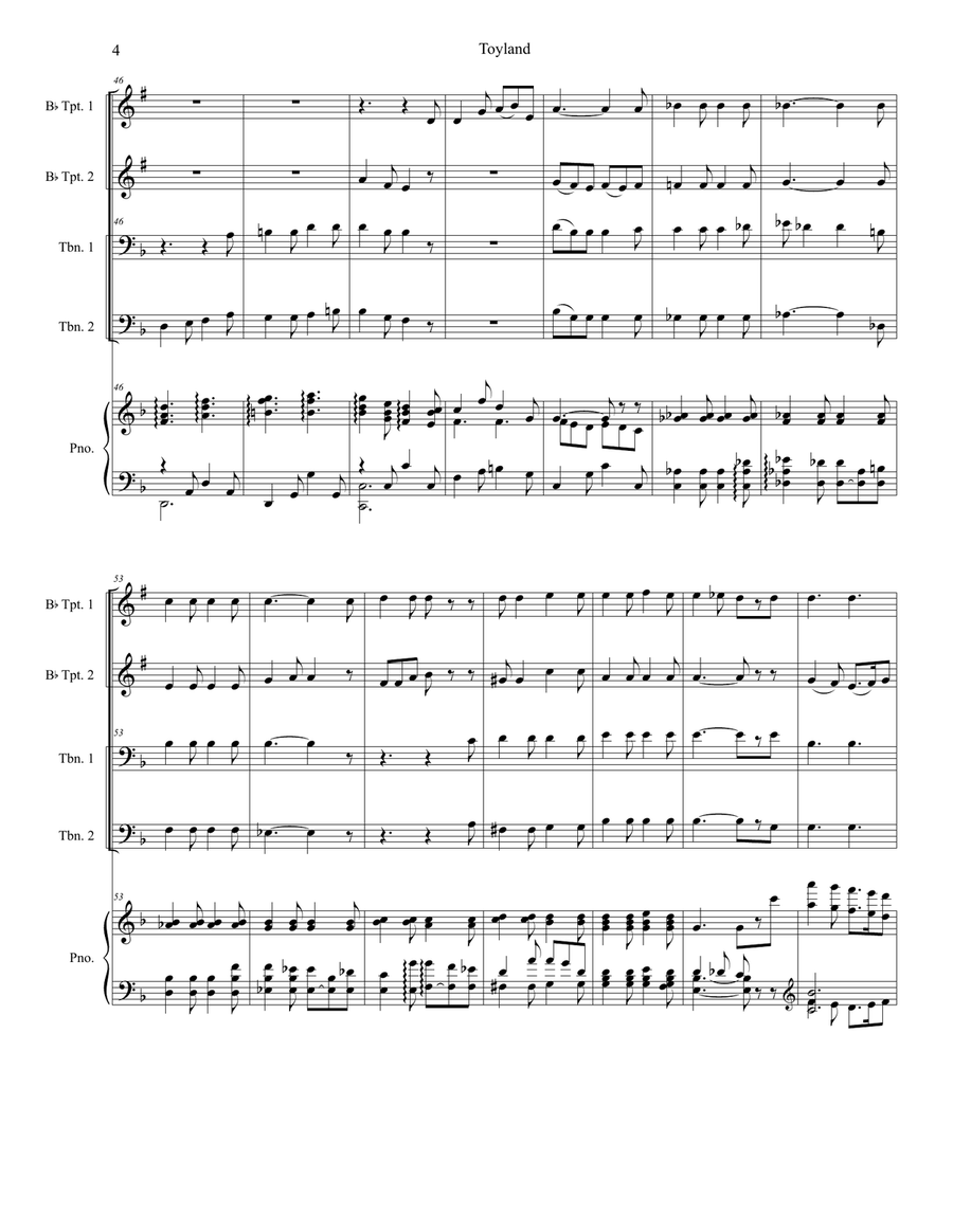 Toyland (Brass Quartet and Piano - Alternate Version) Brass Quartet scores gallery preview page 4