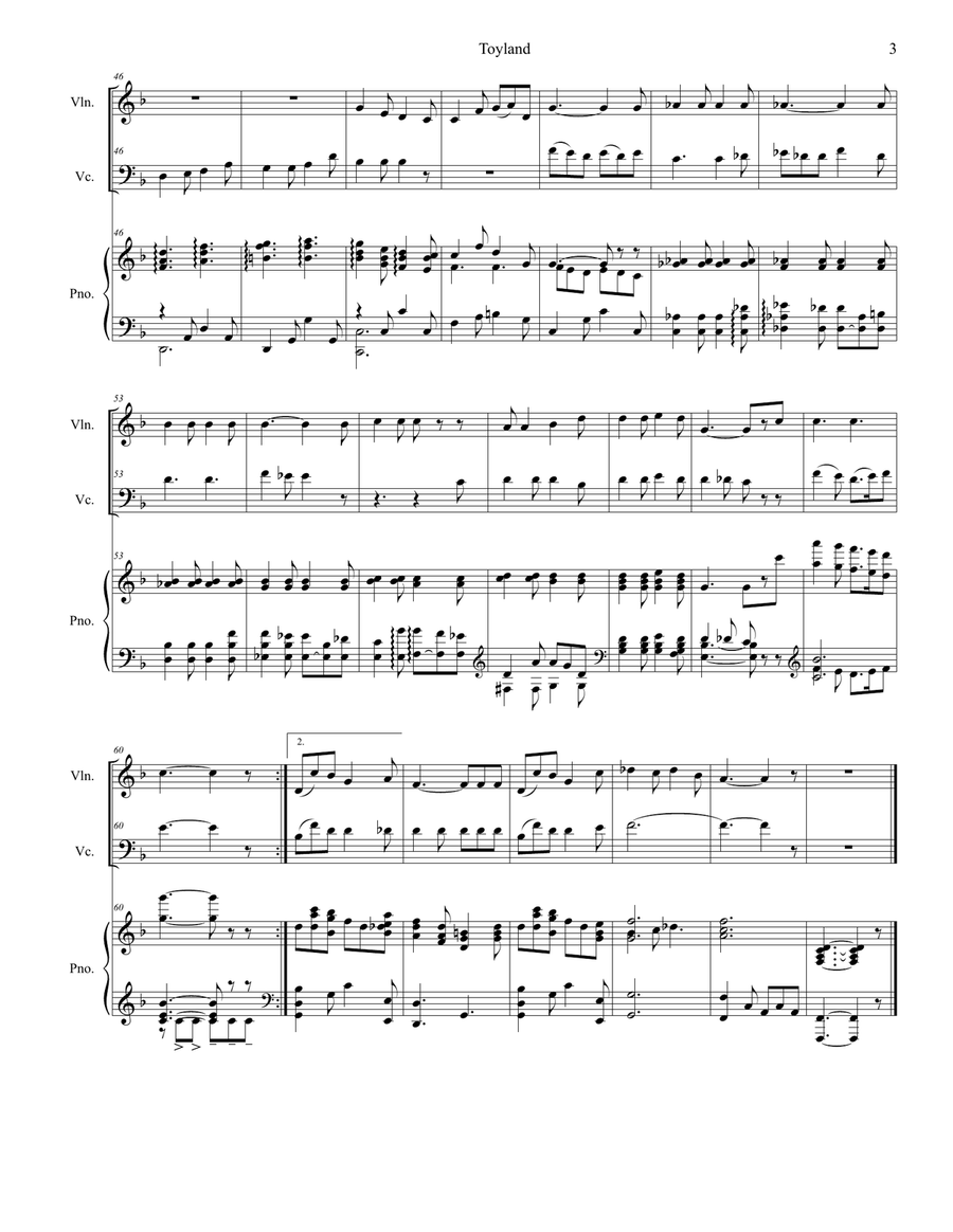 Toyland (Duet for Violin and Cello) Piano Trio scores gallery preview page 3