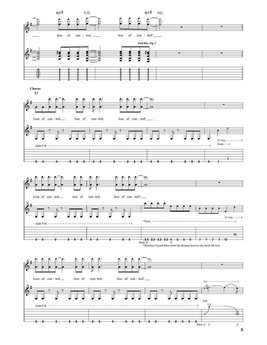 Loss Of Control Loss Of Control Guitar Tablature scores gallery preview page 3
