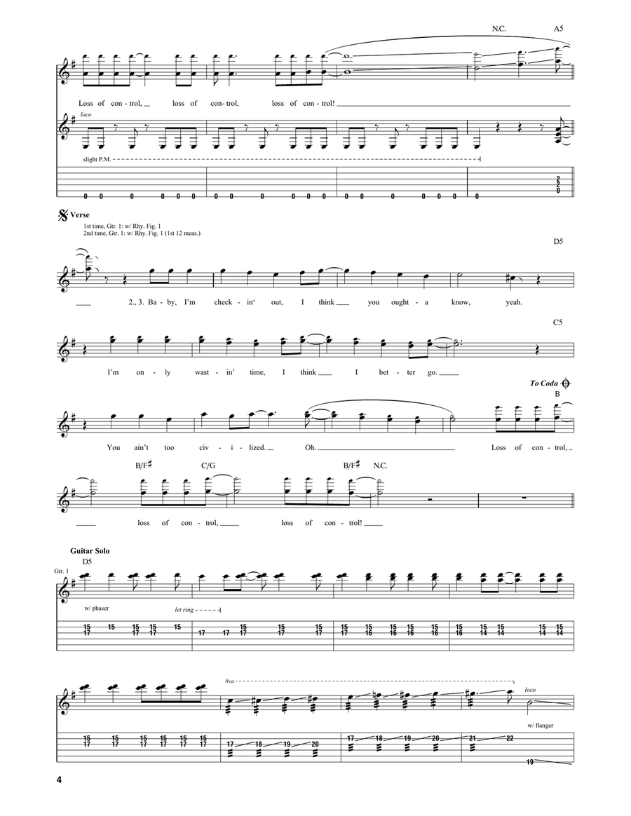 Loss Of Control Loss Of Control Guitar Tablature scores gallery preview page 4