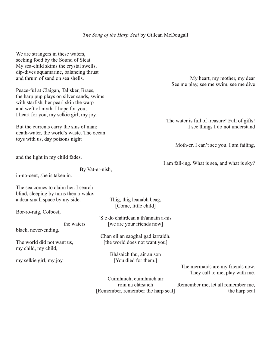The Song of the Harp Seal for SSA and pedal or lever harp SSA scores gallery preview page 3