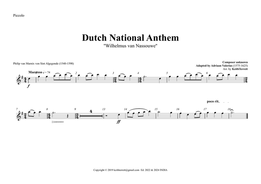 Dutch National Anthem (Orchestre national d'Île-de-France Edition) Full Orchestra scores gallery preview page 4