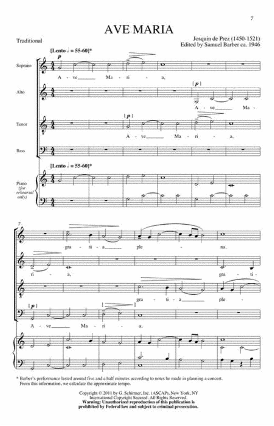 Ave Maria - Satb A Cappella 4-Part scores gallery preview page 5