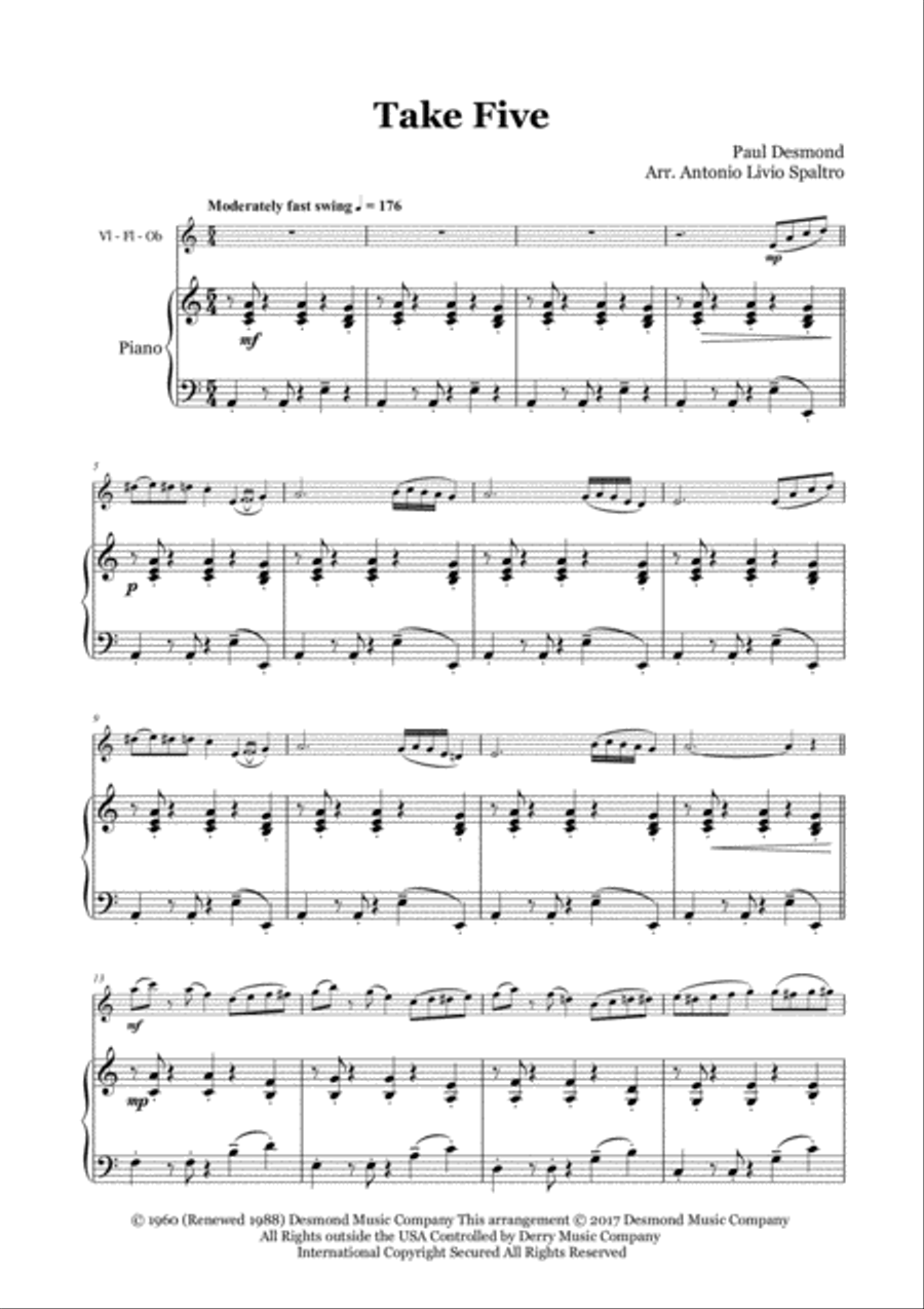 Take Five Violin Solo scores gallery preview page 2
