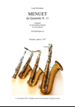 MENUET (or Minuet) by Boccherini - for Saxophone Quartet