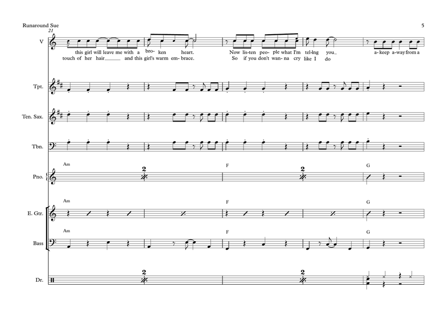 Runaround Sue Runaround Sue Large Ensemble scores gallery preview page 5