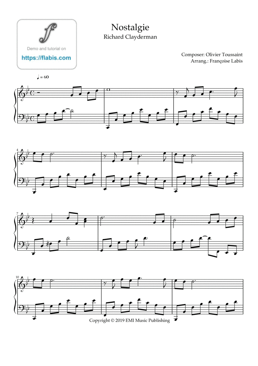 Nostalgy Easy Piano scores gallery preview page 1