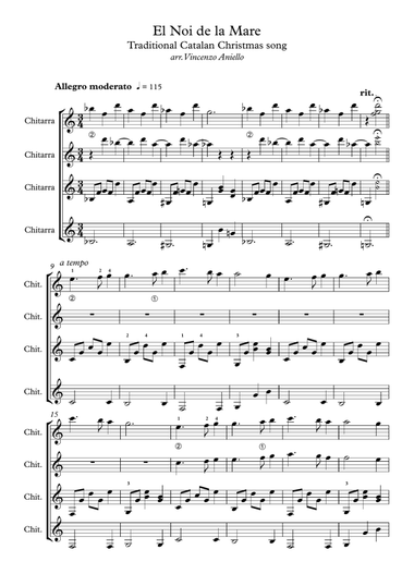 El Noi de la Mare (guitar ensemble) - Score Only