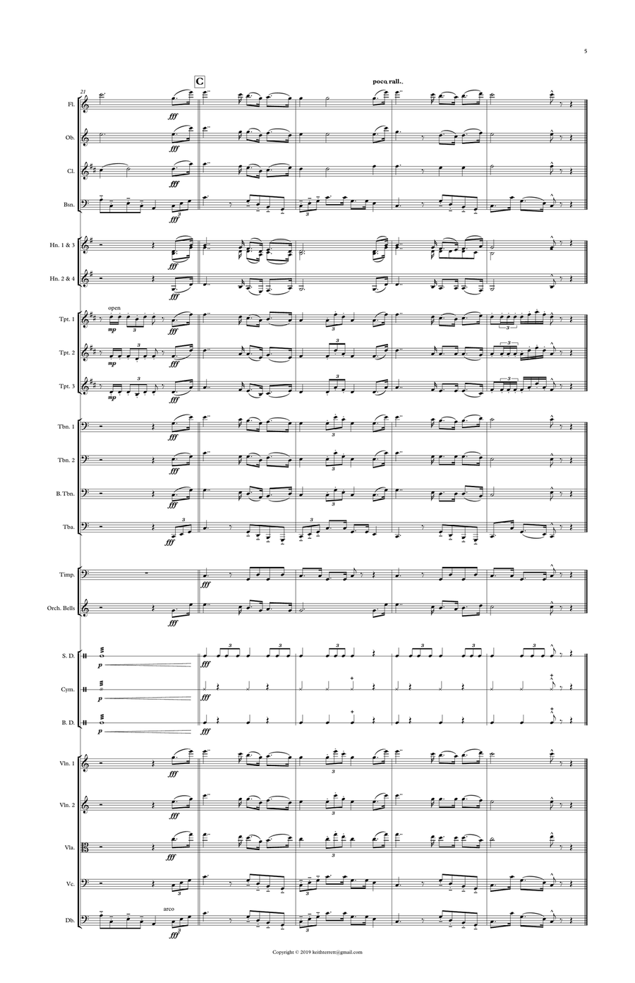 Belgiun National Anthem (La Brabançonne) for Symphony Orchestra (Olympic National Anthem Series) Full Orchestra scores gallery preview page 5