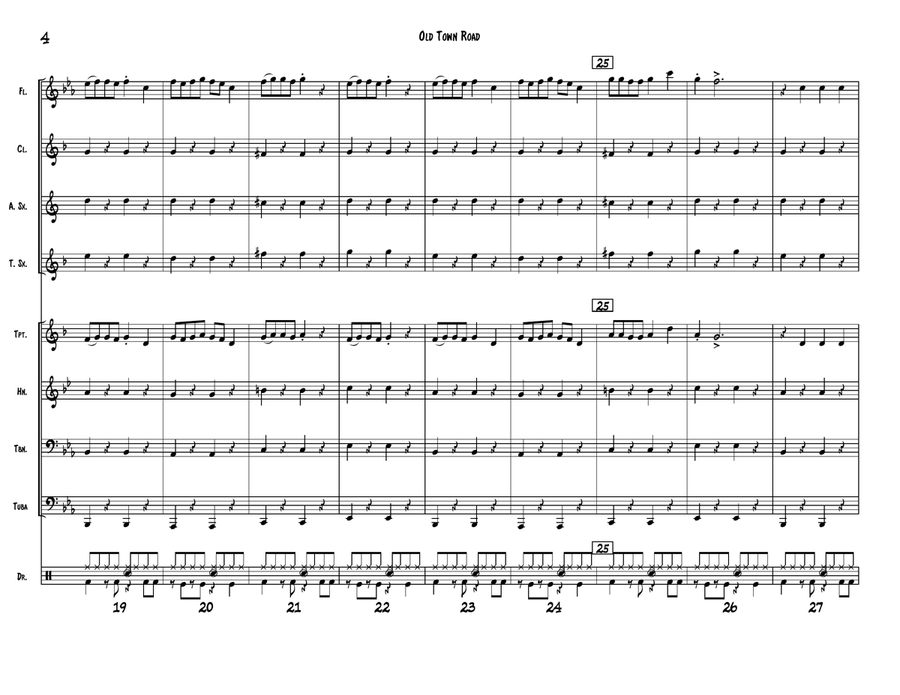 Old Town Road (remix) Old Town Road (remix) Small Ensemble scores gallery preview page 4