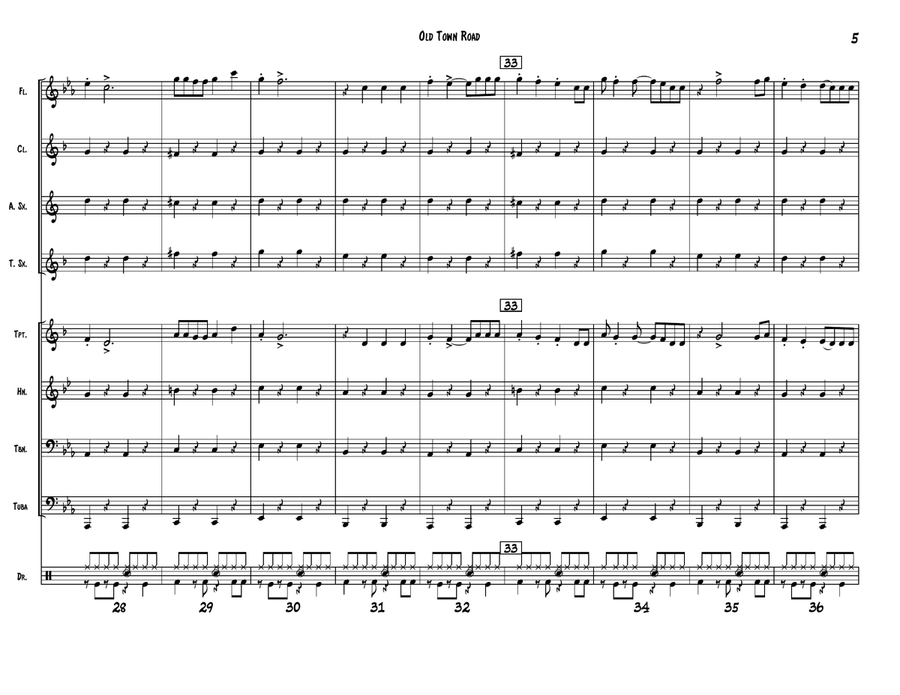 Old Town Road (remix) Old Town Road (remix) Small Ensemble scores gallery preview page 5