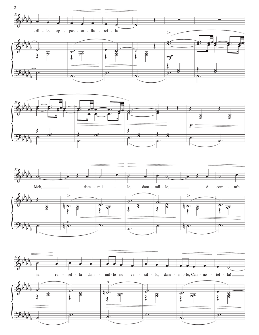 TOSTI: 'A vucchella (transposed to D-flat major) Piano, Vocal scores gallery preview page 3